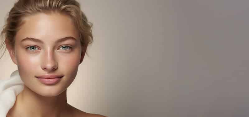 Radiant Beauty Banner with Copyspace. High-Quality Image of a Woman with Healthy, Fresh and Glowing Skin