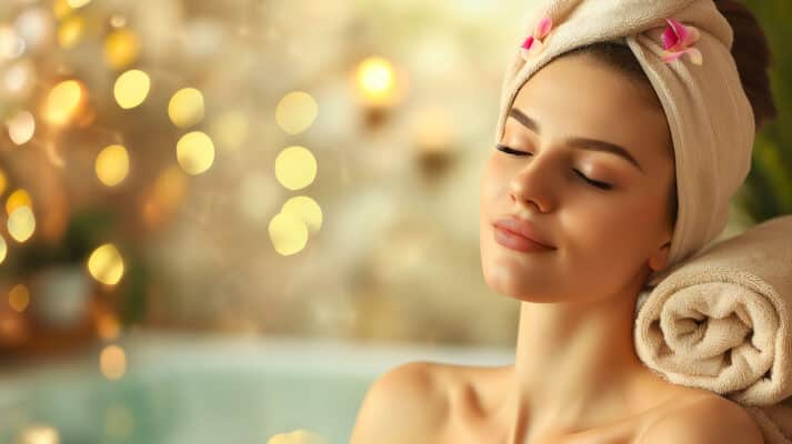 Beautiful young woman in spa salon