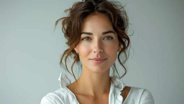 Attractive young business woman wearing a white shirt