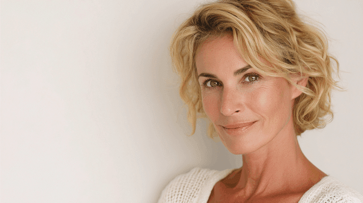 women in her 40's illustrating hormones, aging and how skin changes